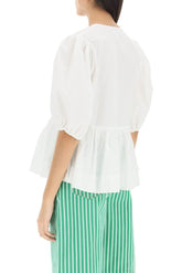 PEPLUM TOP WITH PUFF SLEEVES